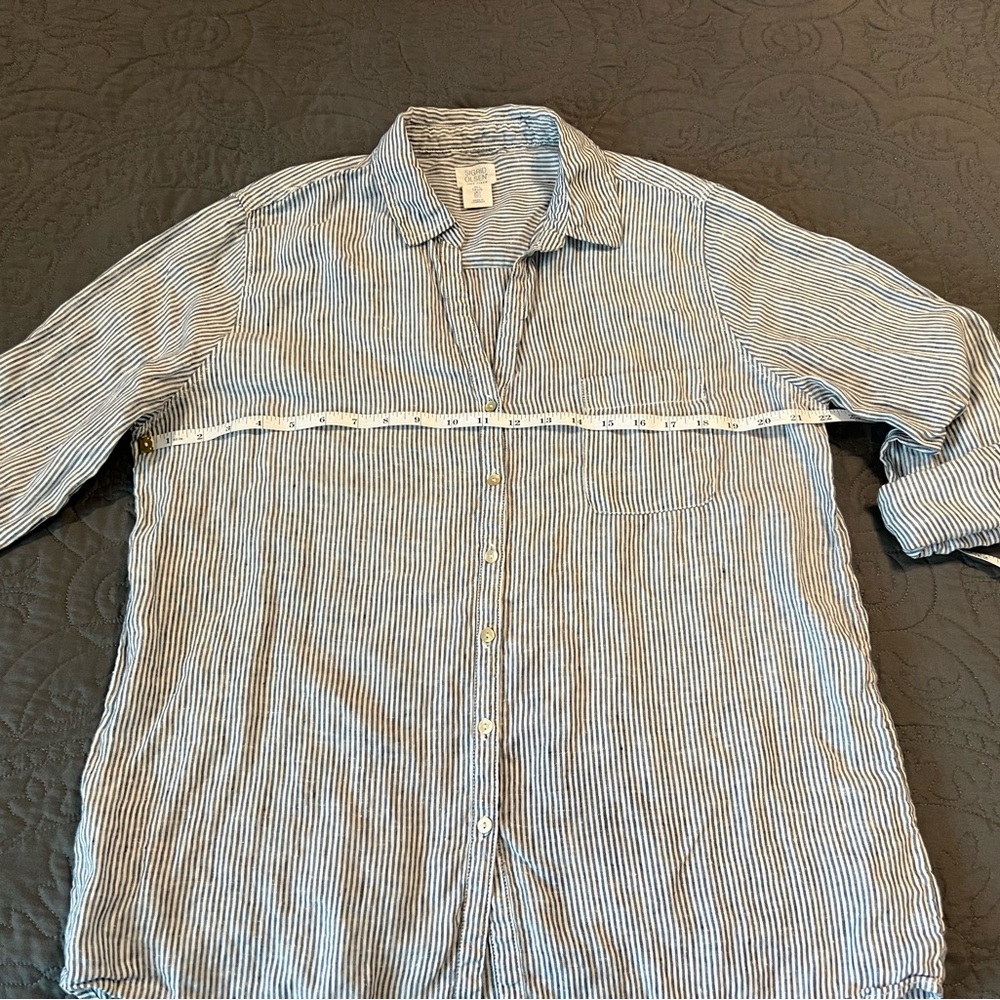 Sigrid Olsen Blue and White Striped Casual Shirt